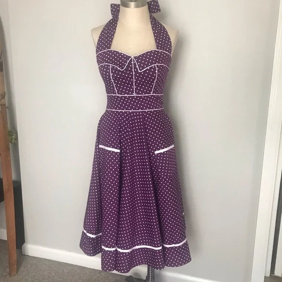 polka dot hell bunny purple dress